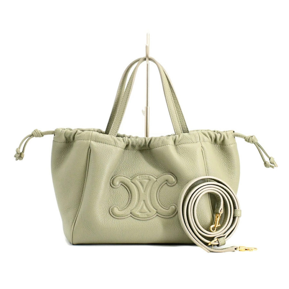 Celine Cuir Triomphe Cabas Drawstring Bag Handbag Black
